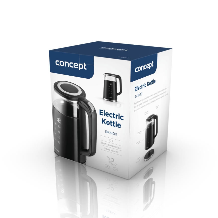 Concept RK4100 - Greito užvirimo elektrinis virdulys su temperatūros reguliavimu 1,7 l 2200W/230V juodas