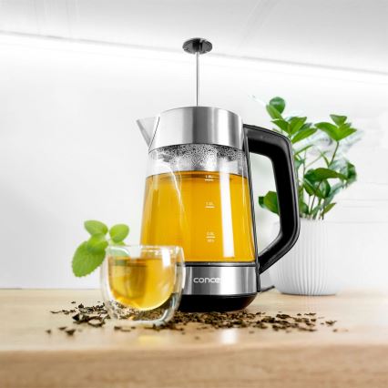 Concept RK4190 - Elektrinis virdulys su temperatūros reguliavimu ir kalkių filtru, 1,7 l, 2200 W/230 V, iš nerūdijančio plieno