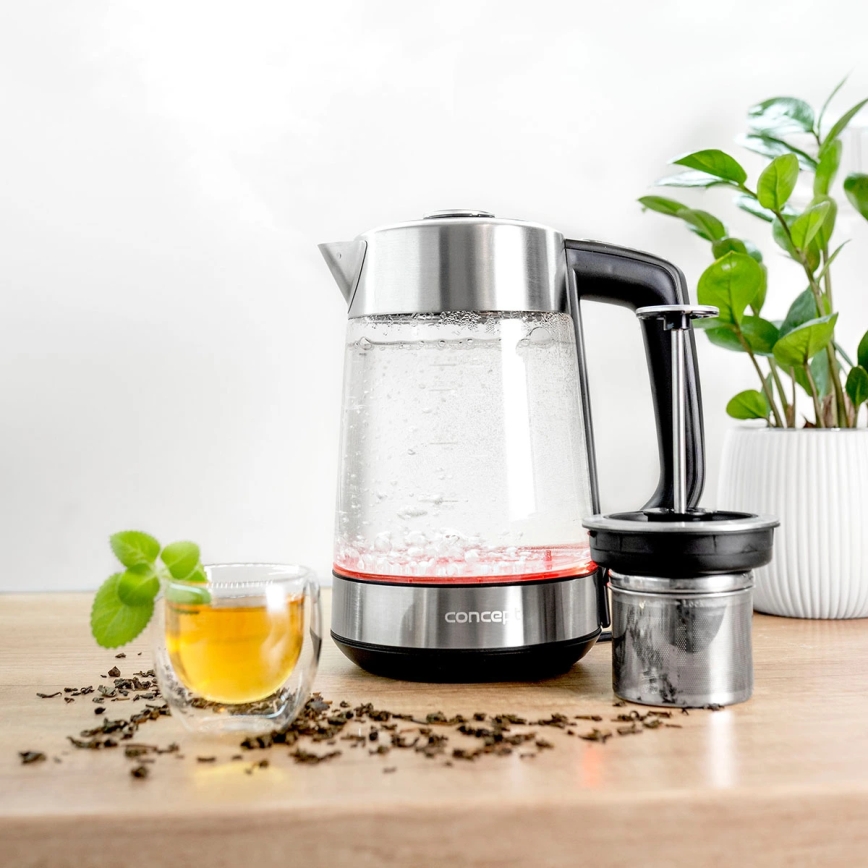 Concept RK4190 - Elektrinis virdulys su temperatūros reguliavimu ir kalkių filtru, 1,7 l, 2200 W/230 V, iš nerūdijančio plieno