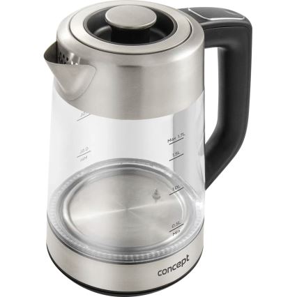 Concept RK4190 - Elektrinis virdulys su temperatūros reguliavimu ir kalkių filtru, 1,7 l, 2200 W/230 V, iš nerūdijančio plieno