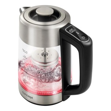 Concept RK4190 - Elektrinis virdulys su temperatūros reguliavimu ir kalkių filtru, 1,7 l, 2200 W/230 V, iš nerūdijančio plieno