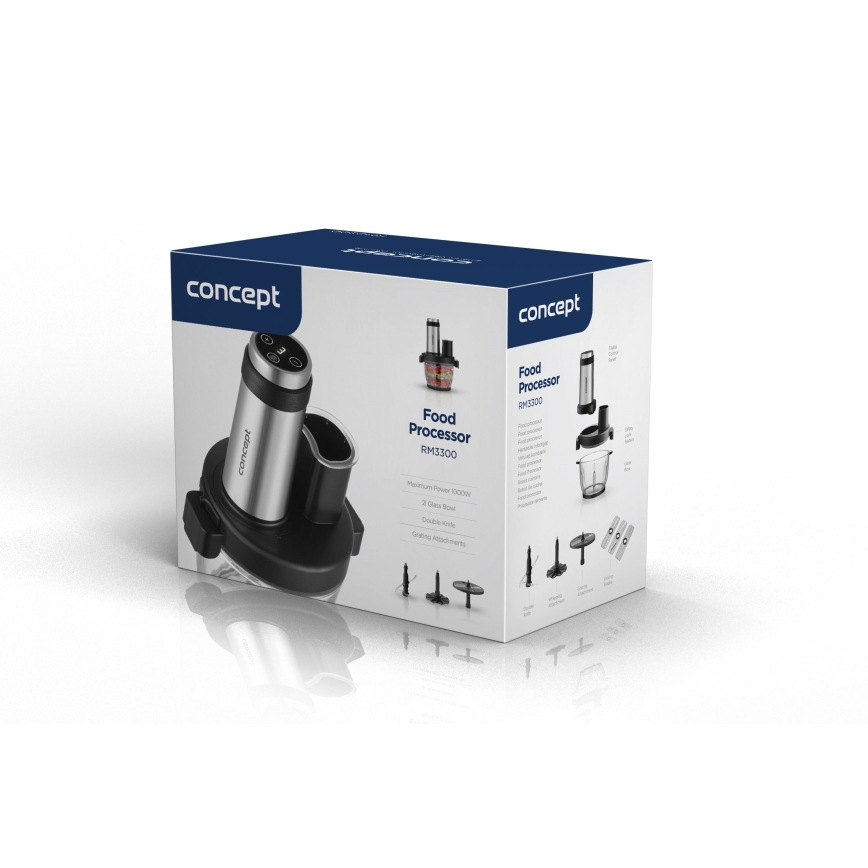 Concept RM3300 - Virtuvės robotas su trintuvu 1000W/230V juoda/nerūdijantis