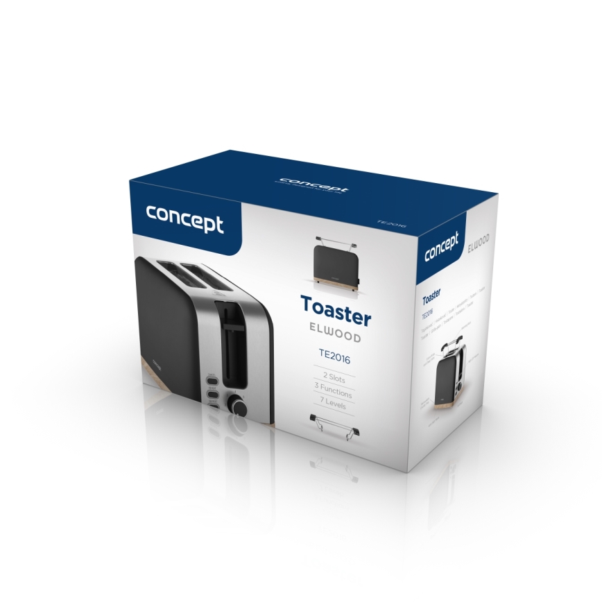 Concept TE2016 - Dvivietis skrudintuvas su kepimo grotelėmis 930W/230V juodas