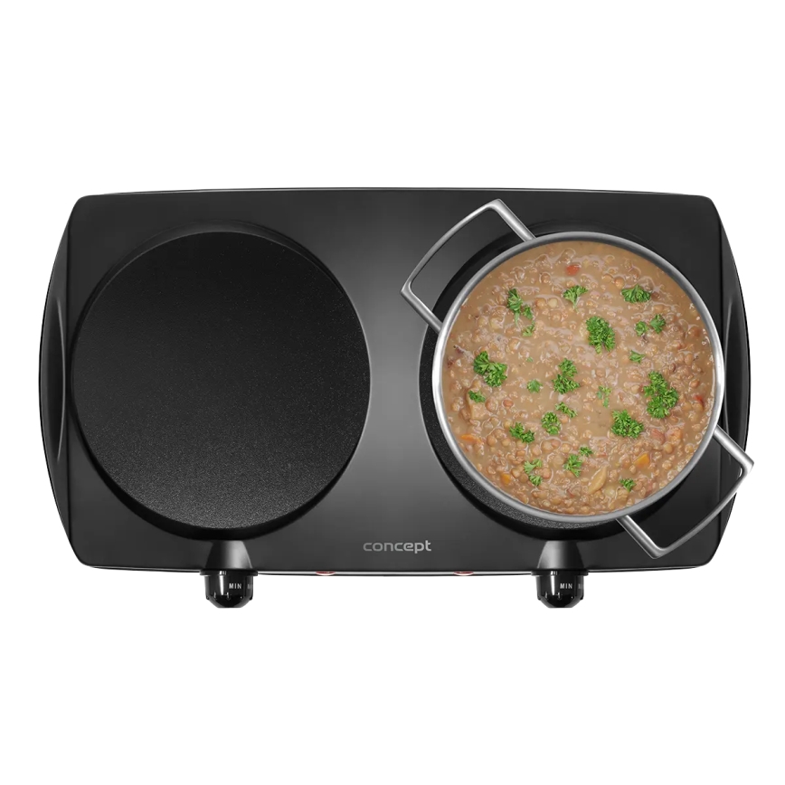 Concept VE3060 - Dviguba elektrinė kaitlentė 2500W/230V juoda