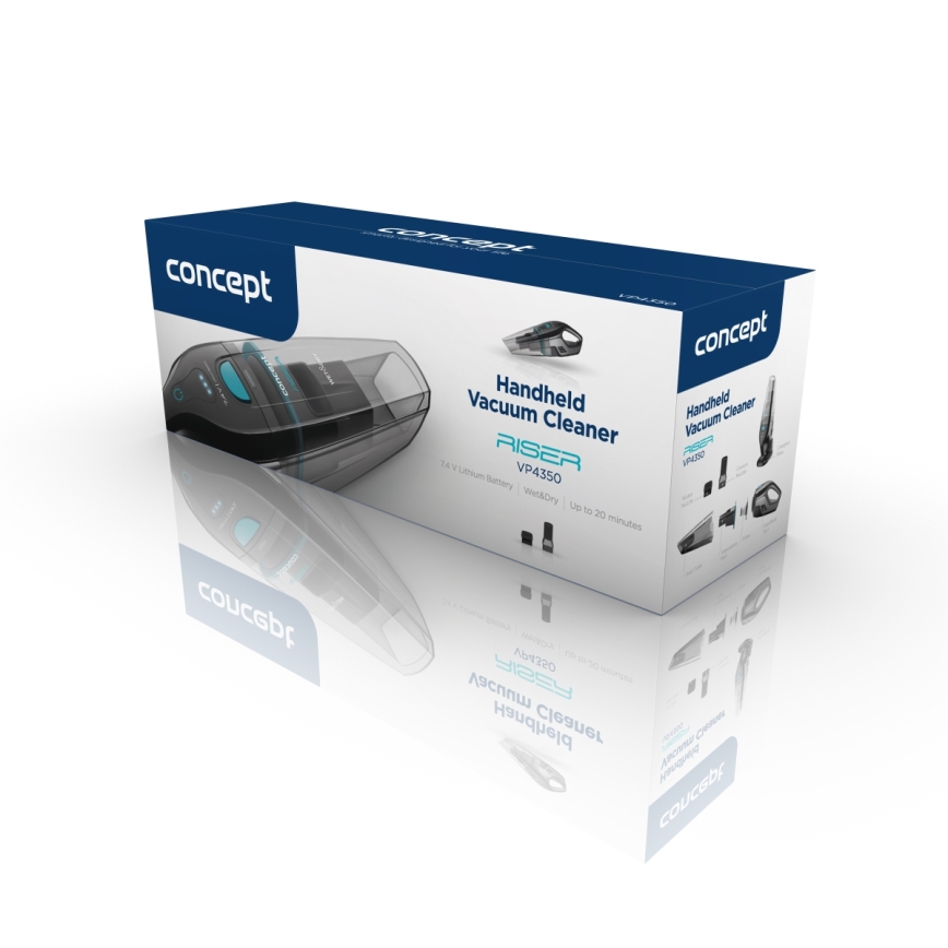Concept VP4350 - rankinis dulkių siurblys WET & DRY RISER, 50 W / 7,4 V, 2200 mAh, juodas