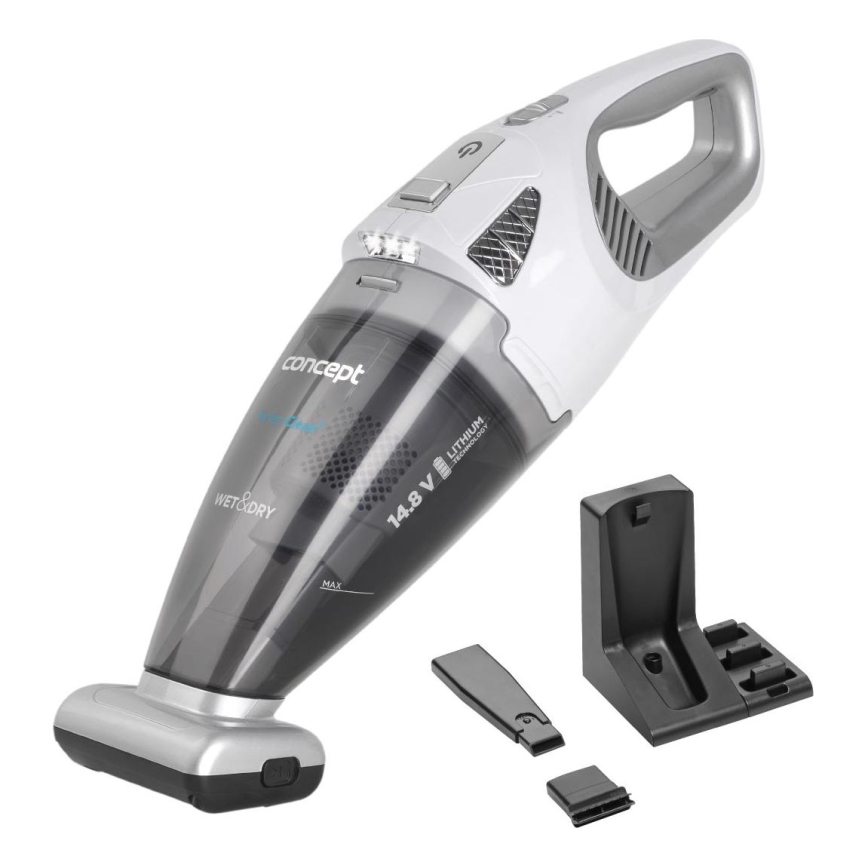Concept VP4370 - Rankinis dulkių siurblys WET & DRY PERFECT CLEAN 90W/14,8V 2200 mAh balta