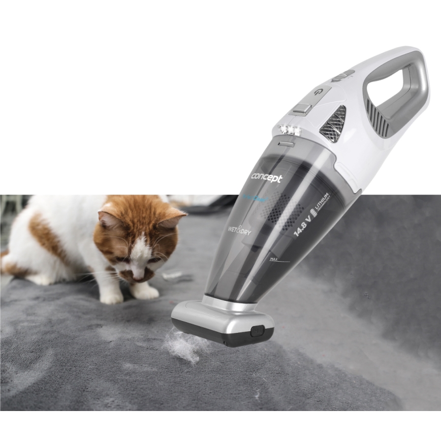 Concept VP4370 - Rankinis dulkių siurblys WET & DRY PERFECT CLEAN 90W/14,8V 2200 mAh balta