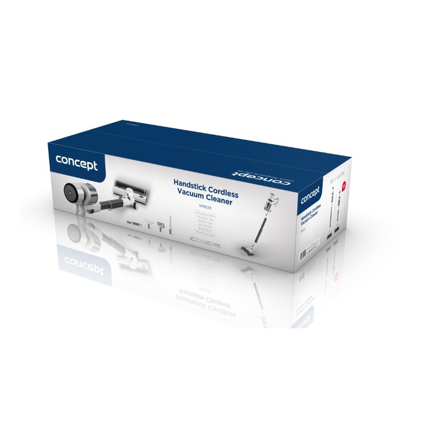 Concept VP6125 - 2in1 vertikalus ir rankinis dulkių siurblys ICONIC Comfort Telescope 400W/29,6V 2000 mAh baltas
