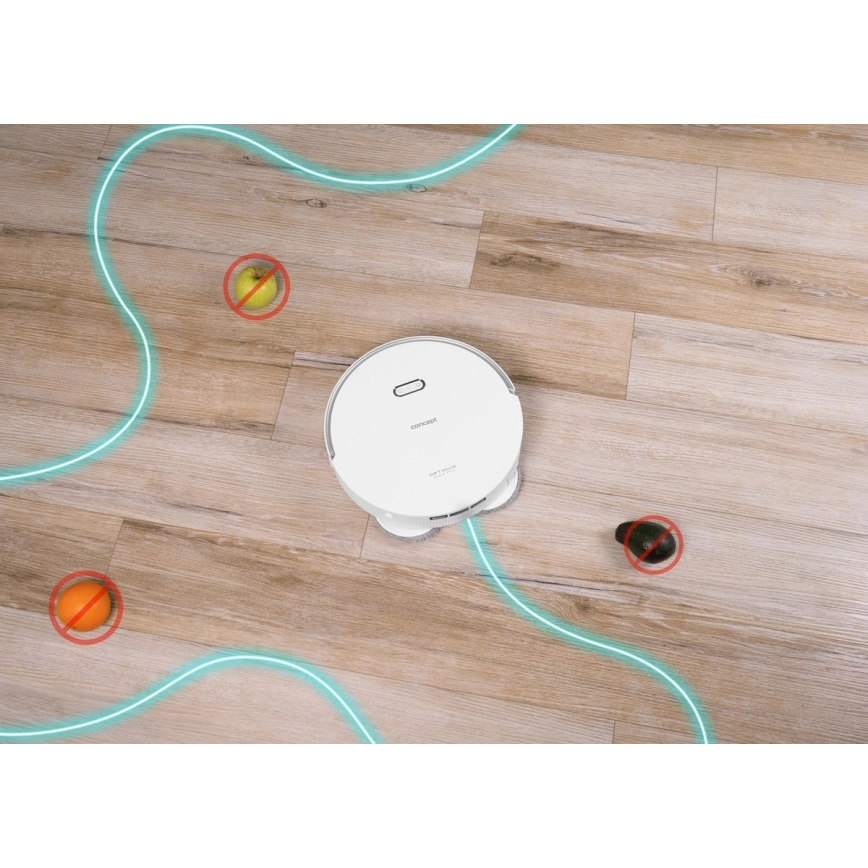 Concept VR4050 - Išmanusis 2 viename robotinis dulkių siurblys su mopu OPTIMUS AQUA PRO LASER 3D 600W/230V 5200 mAh Wi-Fi baltas
