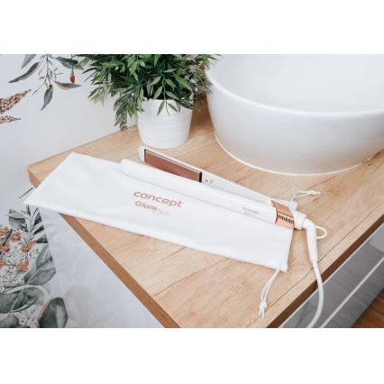 Concept VZ2110 - Plaukų tiesintuvas GLAM STYLE 48W/230V balta/rožinio aukso