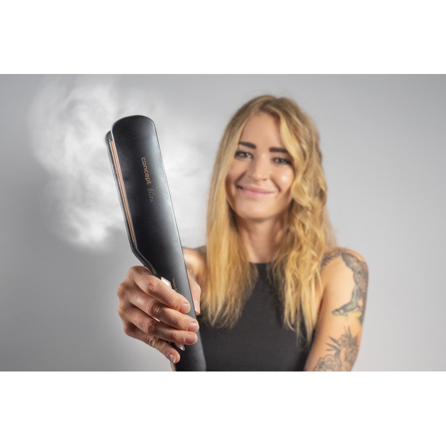 Concept VZ6010 - Garinis plaukų tiesintuvas su LED ekranu ELITE STEAM BOOST 54W/230V juoda