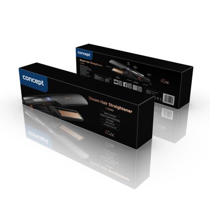 Concept VZ6010 - Garinis plaukų tiesintuvas su LED ekranu ELITE STEAM BOOST 54W/230V juoda
