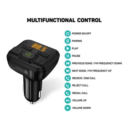 CONNECT IT CCC-8600-BK - FM automobilinis siųstuvas su laisvų rankų funkcija juoda