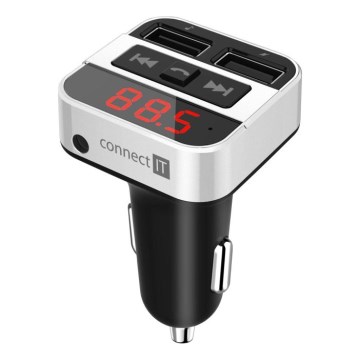 CONNECT IT CCC-8800-SL - FM automobilinis siųstuvas su laisvų rankų funkcija juoda/sidabras
