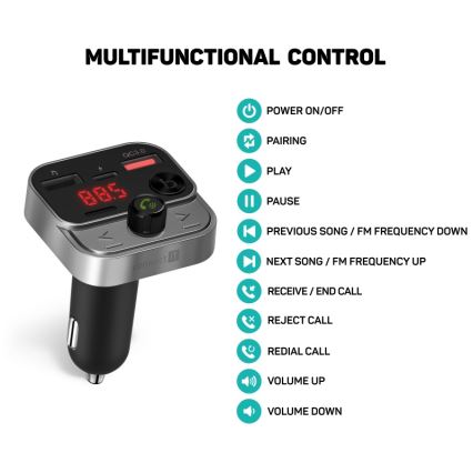 CONNECT IT CCC-8900-AN - FM automobilinis siųstuvas su laisvų rankų funkcija juoda/sidabras
