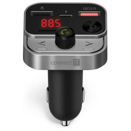 CONNECT IT CCC-8900-AN - FM automobilinis siųstuvas su laisvų rankų funkcija juoda/sidabras