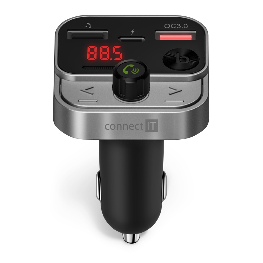 CONNECT IT CCC-8900-AN - FM automobilinis siųstuvas su laisvų rankų funkcija juoda/sidabras