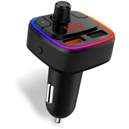 CONNECT IT CCC-9090-BK - LED RGB FM automobilinis siųstuvas su laisvų rankų funkcija juoda