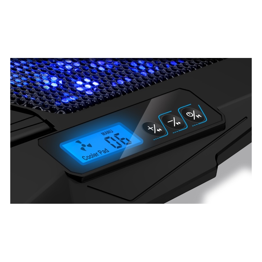 CONNECT IT CCP-2200-BK - Aušinimo padas nešiojamam kompiuteriui 4x ventiliatorius 2xUSB juoda//mėlyna