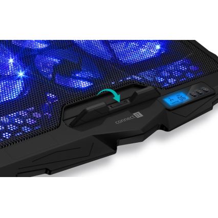 CONNECT IT CCP-2200-BK - Aušinimo padas nešiojamam kompiuteriui 4x ventiliatorius 2xUSB juoda//mėlyna