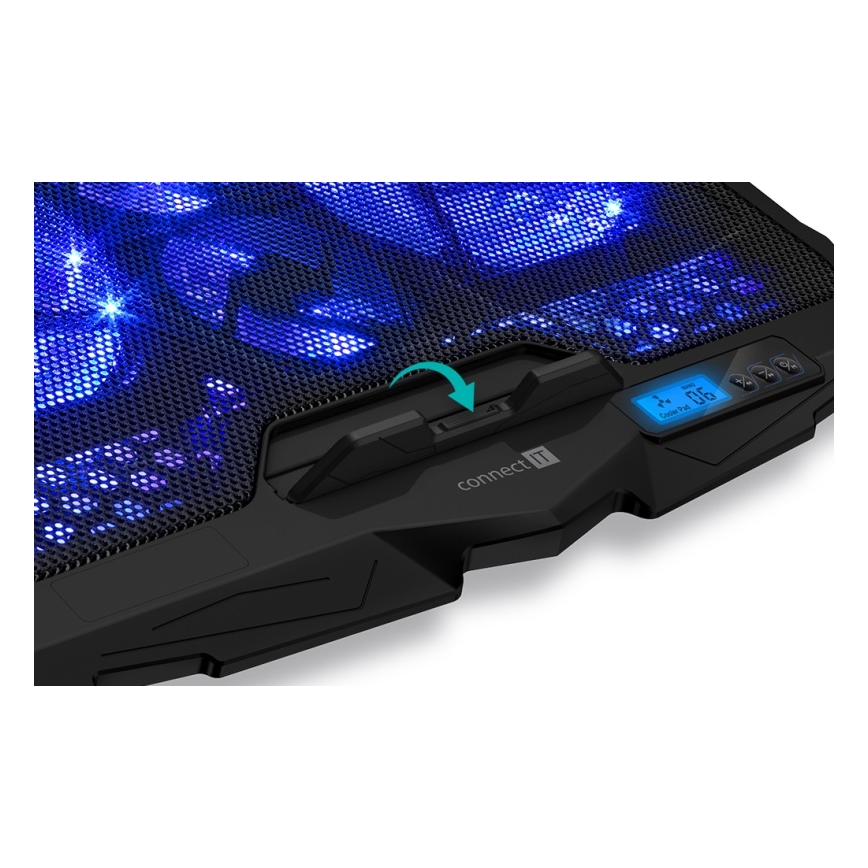 CONNECT IT CCP-2200-BK - Aušinimo padas nešiojamam kompiuteriui 4x ventiliatorius 2xUSB juoda//mėlyna
