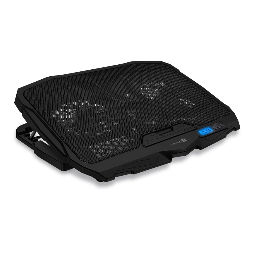 CONNECT IT CCP-2200-BK - Aušinimo padas nešiojamam kompiuteriui 4x ventiliatorius 2xUSB juoda//mėlyna