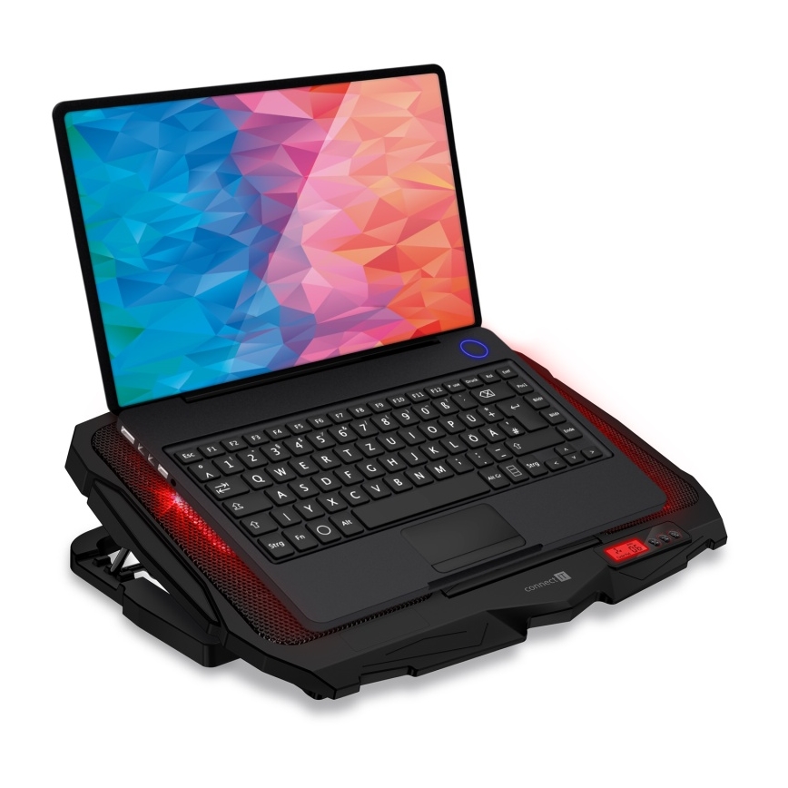 CONNECT IT CCP-2200-RD - Aušinimo padas nešiojamam kompiuteriui 4x ventiliatorius 2xUSB juoda/raudona