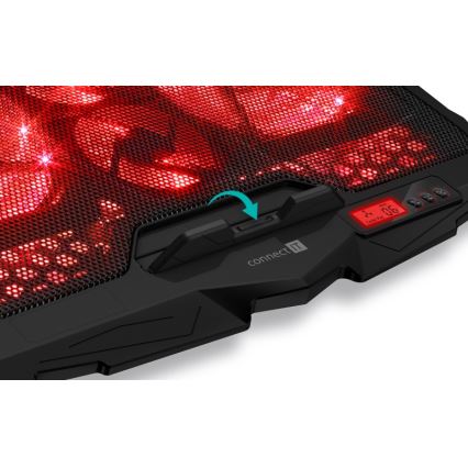 CONNECT IT CCP-2200-RD - Aušinimo padas nešiojamam kompiuteriui 4x ventiliatorius 2xUSB juoda/raudona