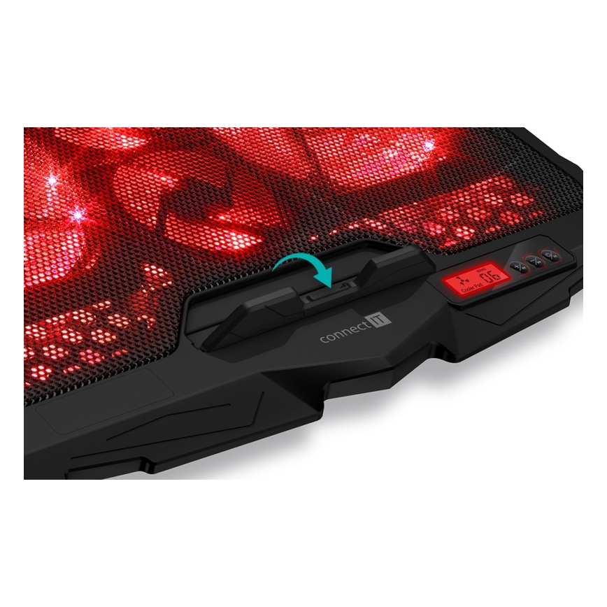 CONNECT IT CCP-2200-RD - Aušinimo padas nešiojamam kompiuteriui 4x ventiliatorius 2xUSB juoda/raudona