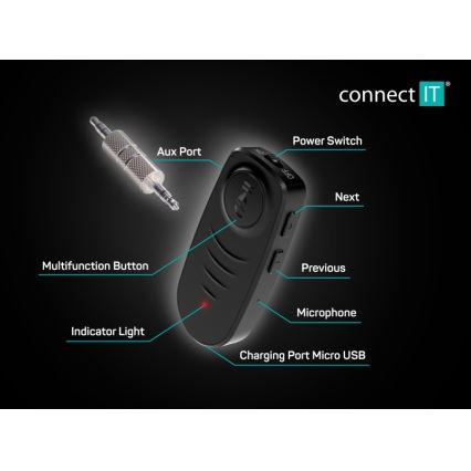 CONNECT IT CFF-4050-BK - Bluetooth audio imtuvas AUX 110 mAh