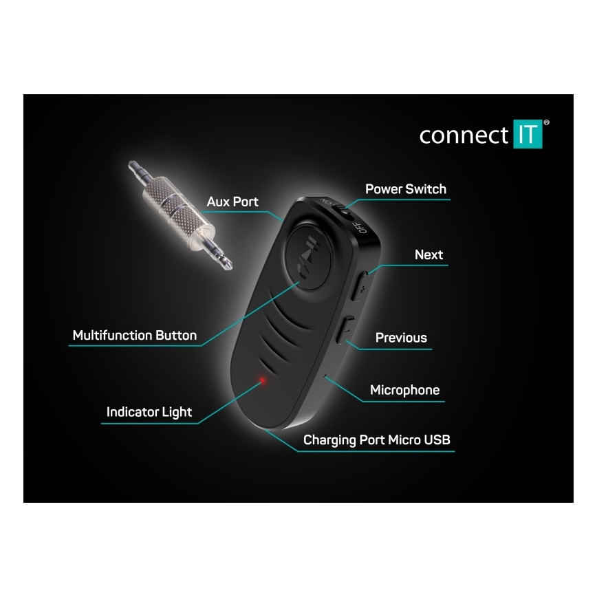 CONNECT IT CFF-4050-BK - Bluetooth audio imtuvas AUX 110 mAh