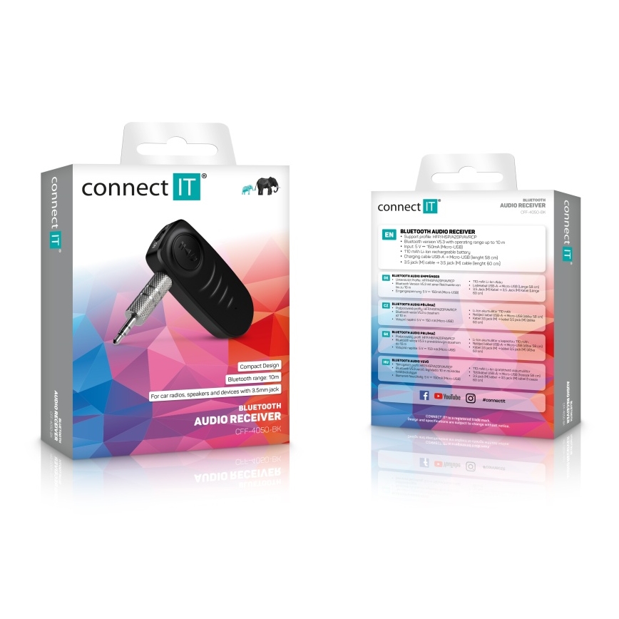 CONNECT IT CFF-4050-BK - Bluetooth audio imtuvas AUX 110 mAh