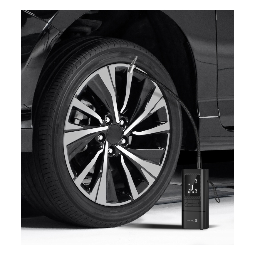 CONNECT IT CFF-4500-BK - skaitmeninis kišeninis oro kompresorius AirFlow, 80 W/6000 mAh, juodas