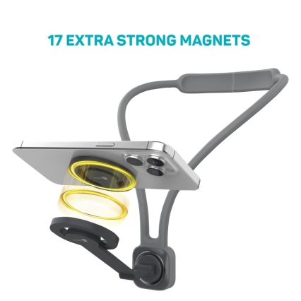 CONNECT IT CFF-6020-GY - Lankstus magnetinis MagSafe telefono laikiklis ant kaklo