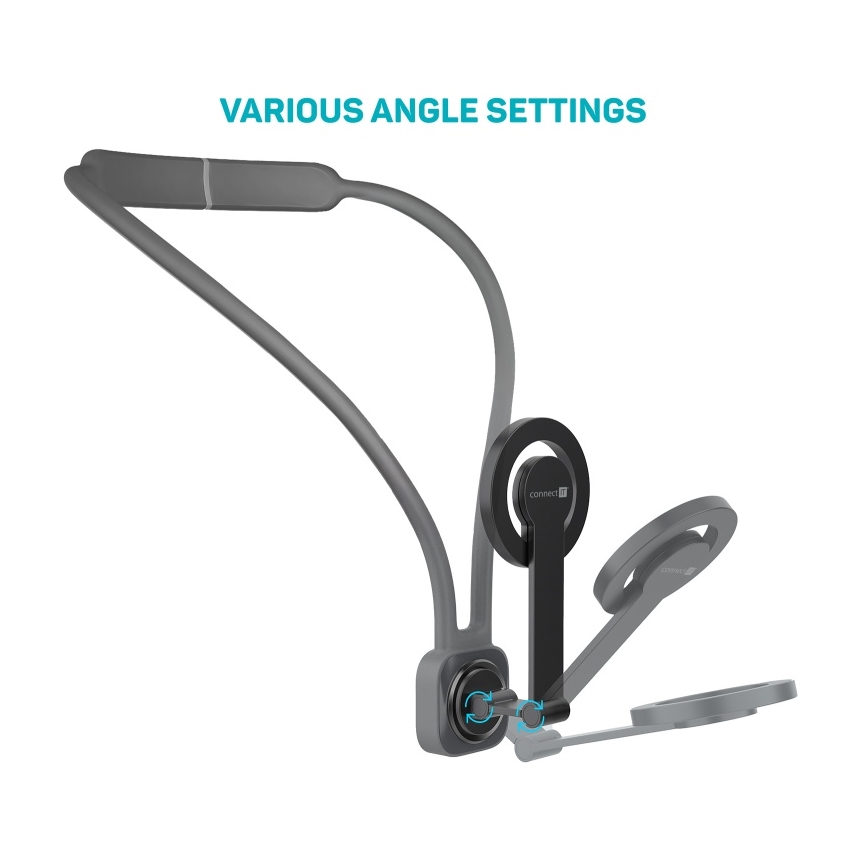 CONNECT IT CFF-6020-GY - Lankstus magnetinis MagSafe telefono laikiklis ant kaklo