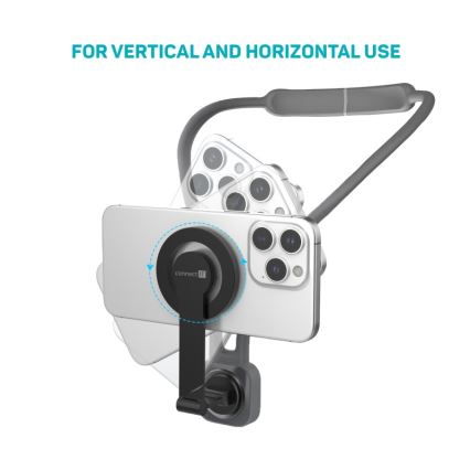 CONNECT IT CFF-6020-GY - Lankstus magnetinis MagSafe telefono laikiklis ant kaklo