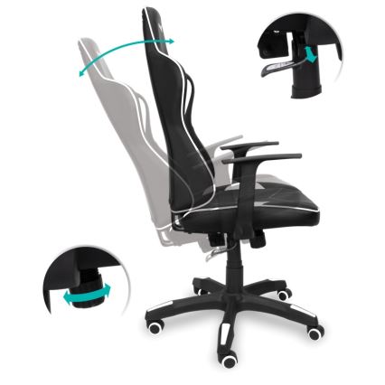 CONNECT IT CGC-0700-WH - Žaidimų kėdė LeMans Pro juoda/balta