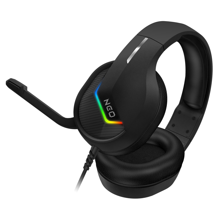 CONNECT IT CHP-3595-BK - LED RGB Laidinės žaidimų ausinės su mikrofonu juoda