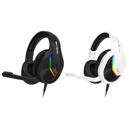 CONNECT IT CHP-3595-BK - LED RGB Laidinės žaidimų ausinės su mikrofonu juoda