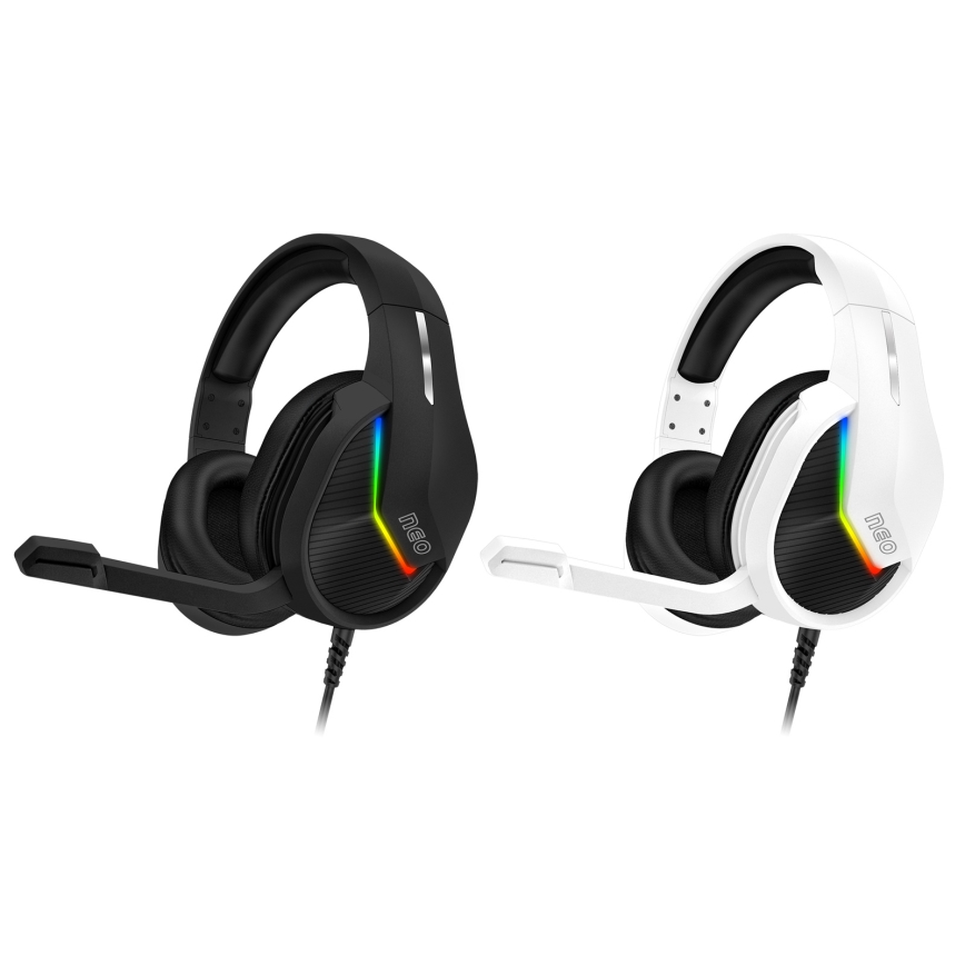 CONNECT IT CHP-3595-BK - LED RGB Laidinės žaidimų ausinės su mikrofonu juoda