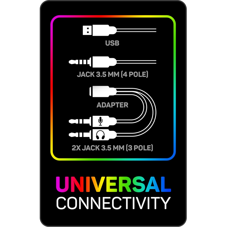 CONNECT IT CHP-3595-BK - LED RGB Laidinės žaidimų ausinės su mikrofonu juoda