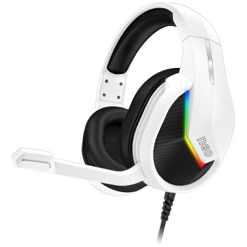 CONNECT IT CHP-3595-WH - LED RGB Laidinės žaidimų ausinės su mikrofonu balta/juoda