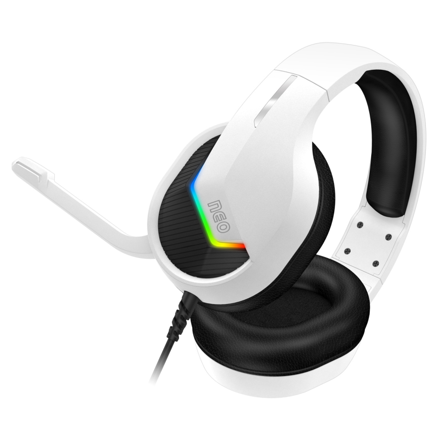 CONNECT IT CHP-3595-WH - LED RGB Laidinės žaidimų ausinės su mikrofonu balta/juoda