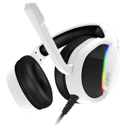 CONNECT IT CHP-3595-WH - LED RGB Laidinės žaidimų ausinės su mikrofonu balta/juoda