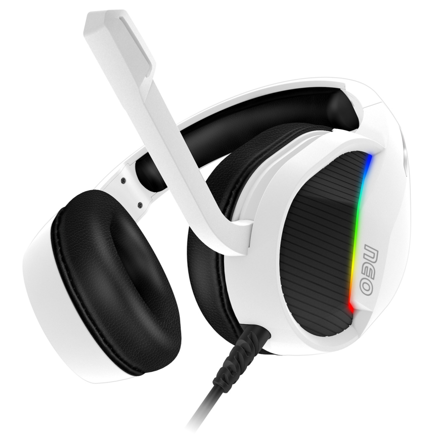 CONNECT IT CHP-3595-WH - LED RGB Laidinės žaidimų ausinės su mikrofonu balta/juoda