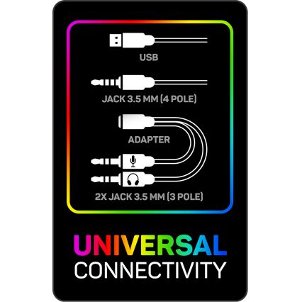CONNECT IT CHP-3595-WH - LED RGB Laidinės žaidimų ausinės su mikrofonu balta/juoda