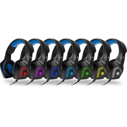 CONNECT IT CHP-5500-BL - LED Laidinės žaidimų ausinės su mikrofonu juoda/mėlyna
