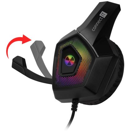 CONNECT IT CHP-5600-BK - LED RGB Laidinės žaidimų ausinės su mikrofonu juoda