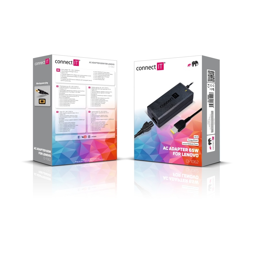 CONNECT IT CI-1062 - Maitinimo adapteris Lenovo nešiojamiesiems kompiuteriams 65W