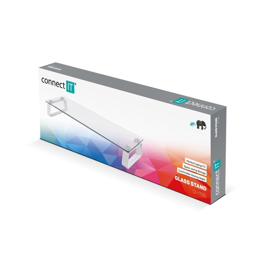 CONNECT IT CI-1135 - Daugiafunkcinis stiklinis pagrindas permatoma/balta
